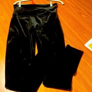 Spanx Velvet/velour Black leggings - wide band tummy control XL
